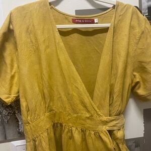 Pune & Smith Yellow Linen Wrap Dress